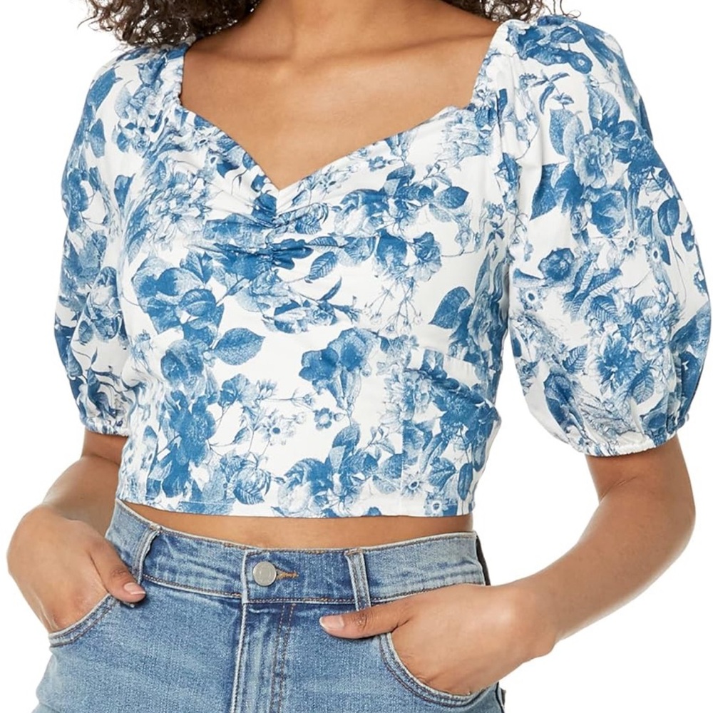 The Drop Women's Annie Sweetheart Neckline Puff-Sleeve with Smock Back